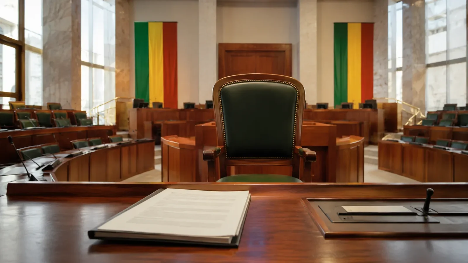 Illustration de la déchéance d’un député au Bénin avec un document parlementaire et un siège vide